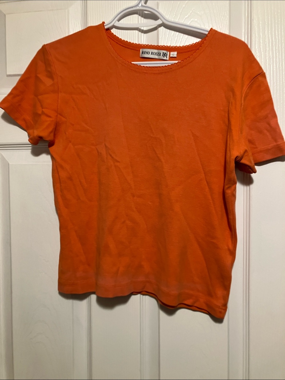 Rina Rossi Orange Ribbed Short Sleeve Top